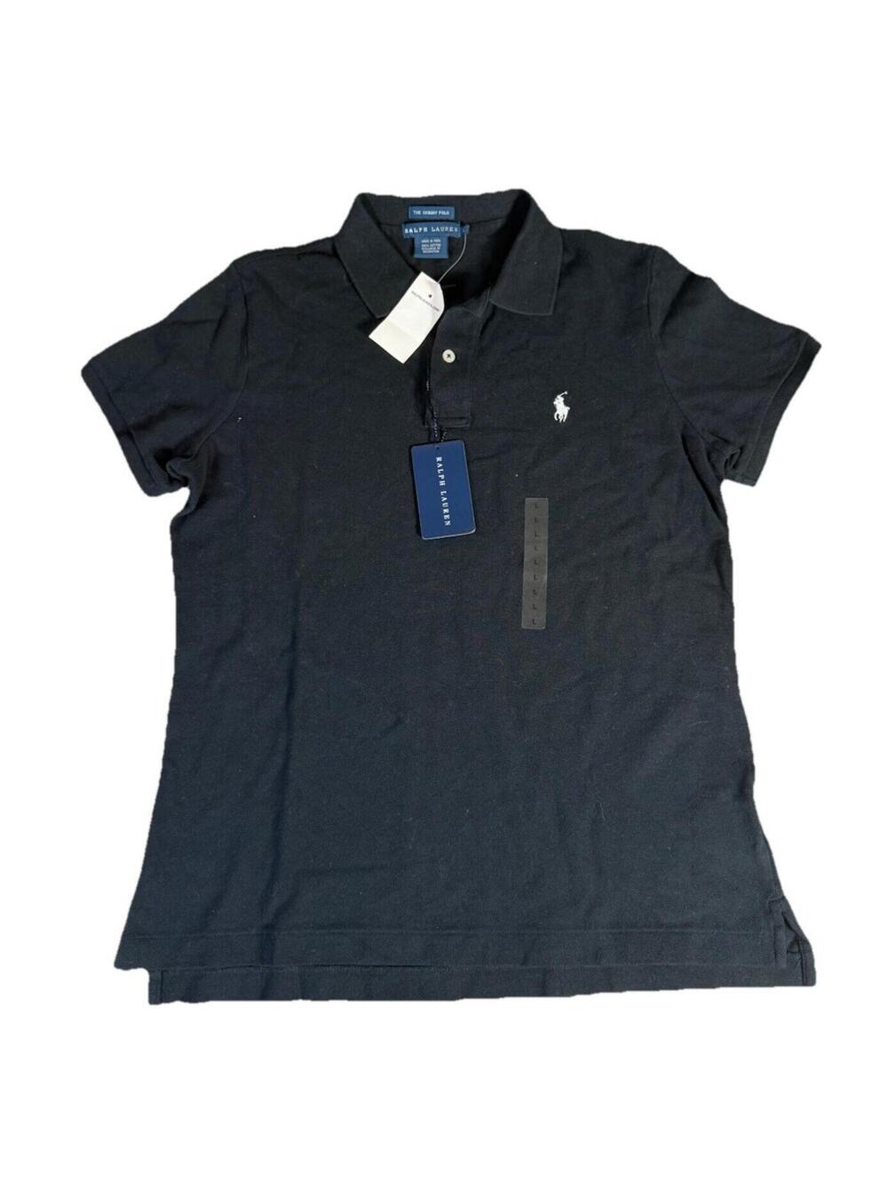 Ralph Lauren The Skinny Polo Black women Small Short Sleeve 100% Cotton Collared